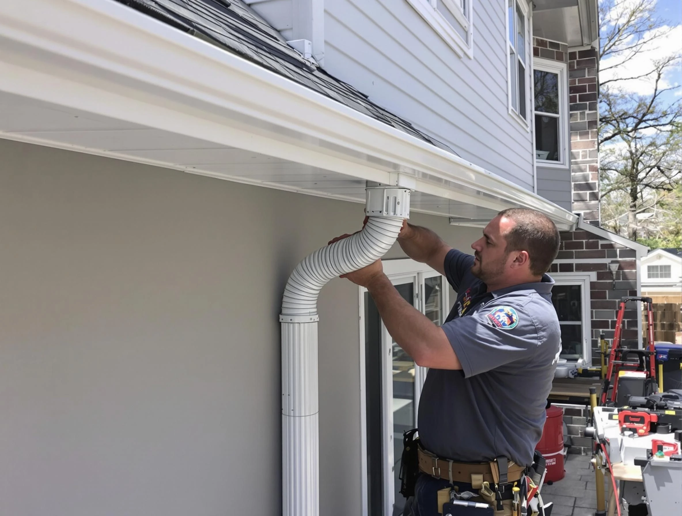 Downspouts installed by Middleburg Heights Roofing Company to guide water away in Middleburg Heights, OH