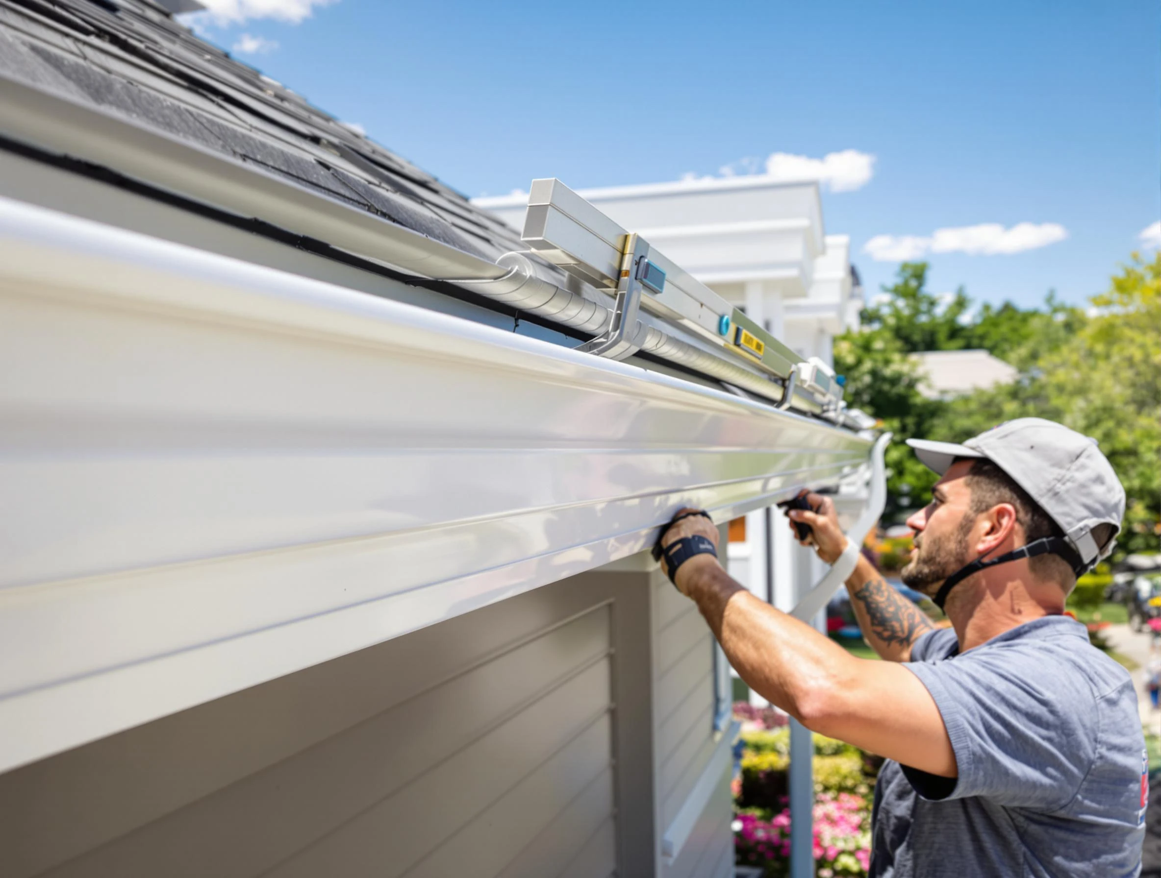 Newly installed gutters by Middleburg Heights Roofing Company for a home in Middleburg Heights, OH